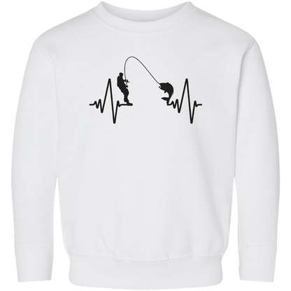 Fishing Heartbeat Toddler Crew Neck Sweatshirt
