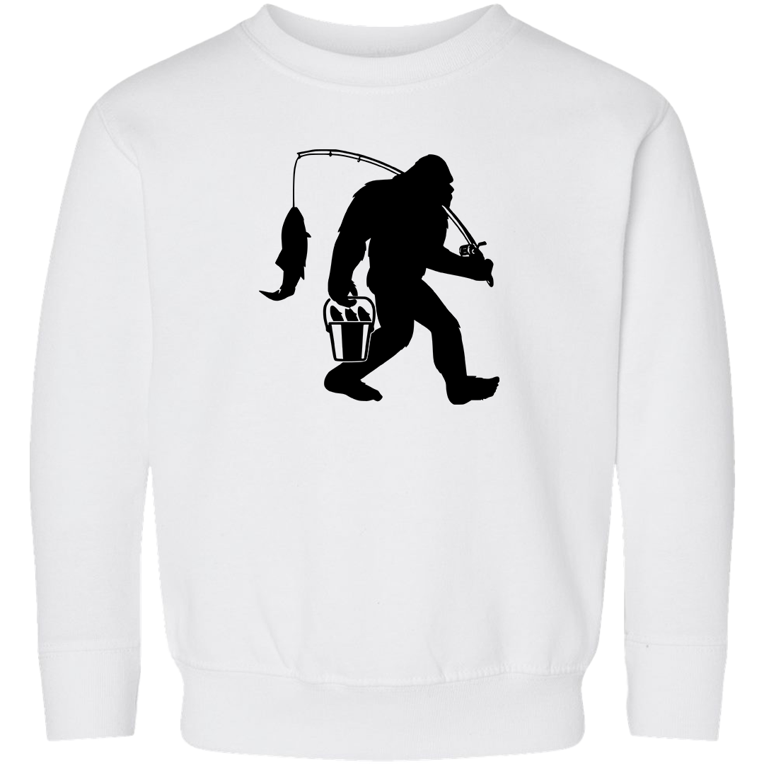 Fishing Sasquatch Toddler Crew Neck Sweatshirt
