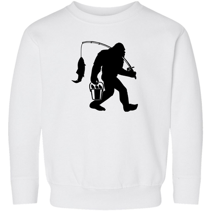 Fishing Sasquatch Toddler Crew Neck Sweatshirt
