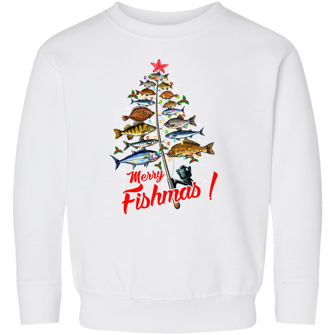 Merry Fishmas Kids Crew Neck Sweatshirt