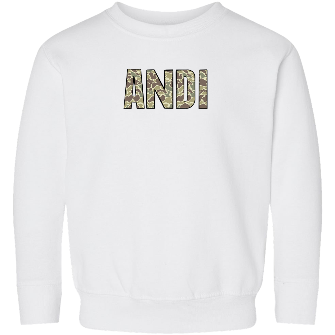 Personalized Camo Name Toddler Crew Neck Sweatshirt
