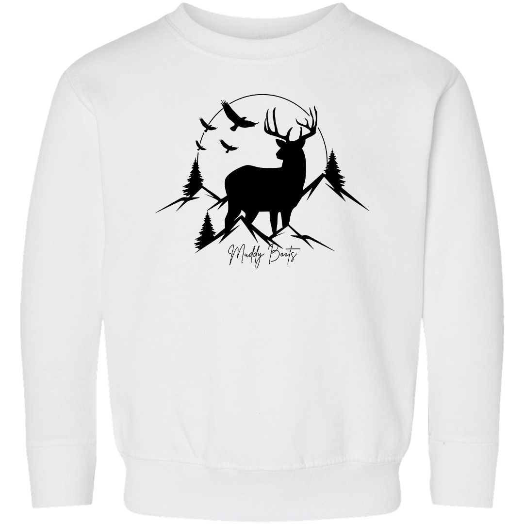 Mountain Deer Toddler Crew Neck Sweatshirt
