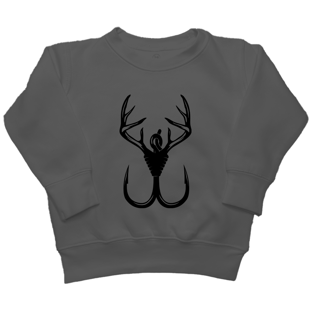 Antler Hook Kids Crew Neck Sweatshirt - Muddy Boots Clothing - Crew Neck Sweatshirt