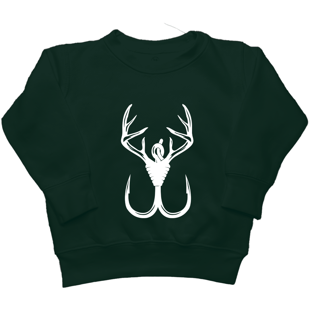 Antler Hook Kids Crew Neck Sweatshirt - Muddy Boots Clothing - Crew Neck Sweatshirt