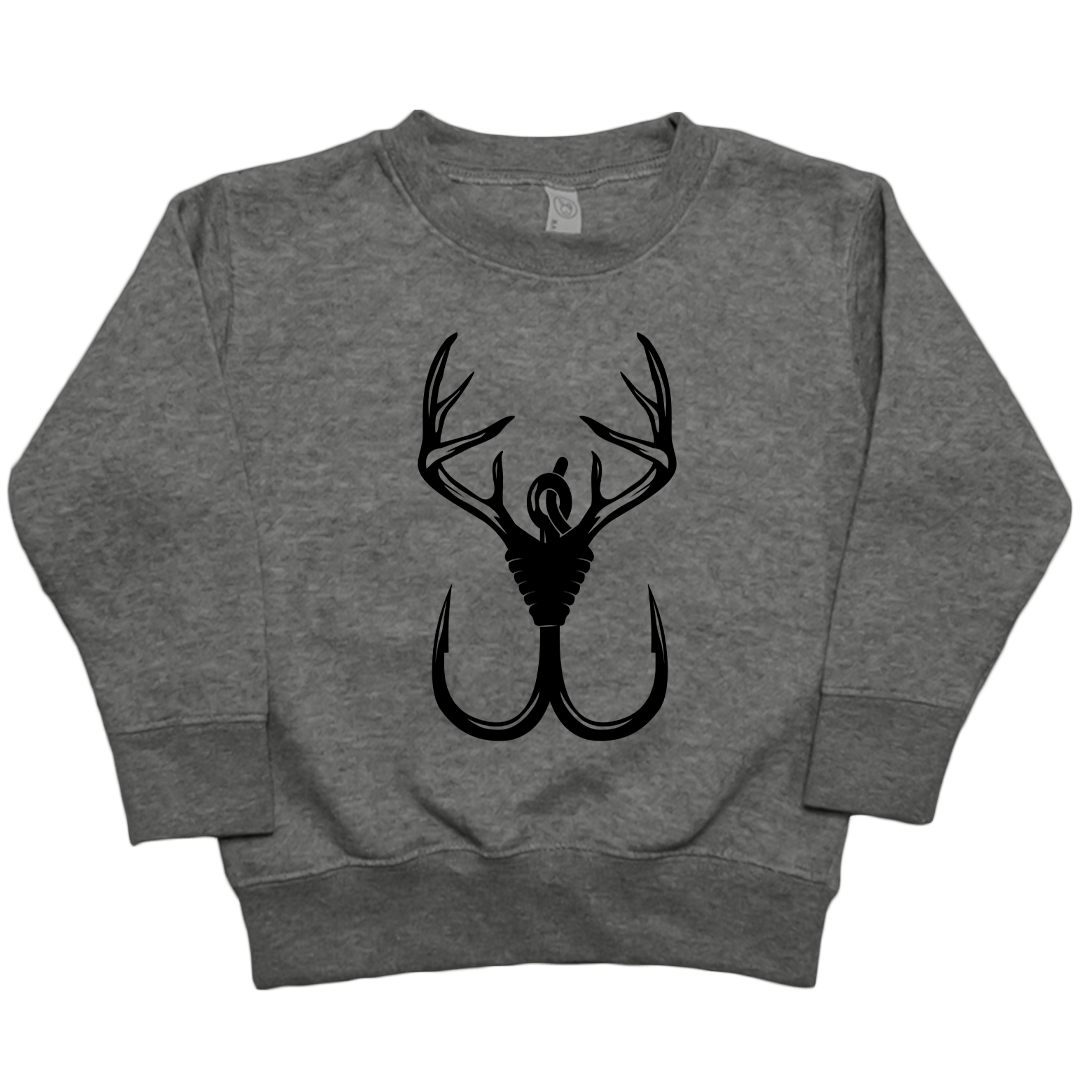 Antler Hook Toddler Crew Neck Sweatshirt - Muddy Boots Clothing - Crew Neck Sweatshirt