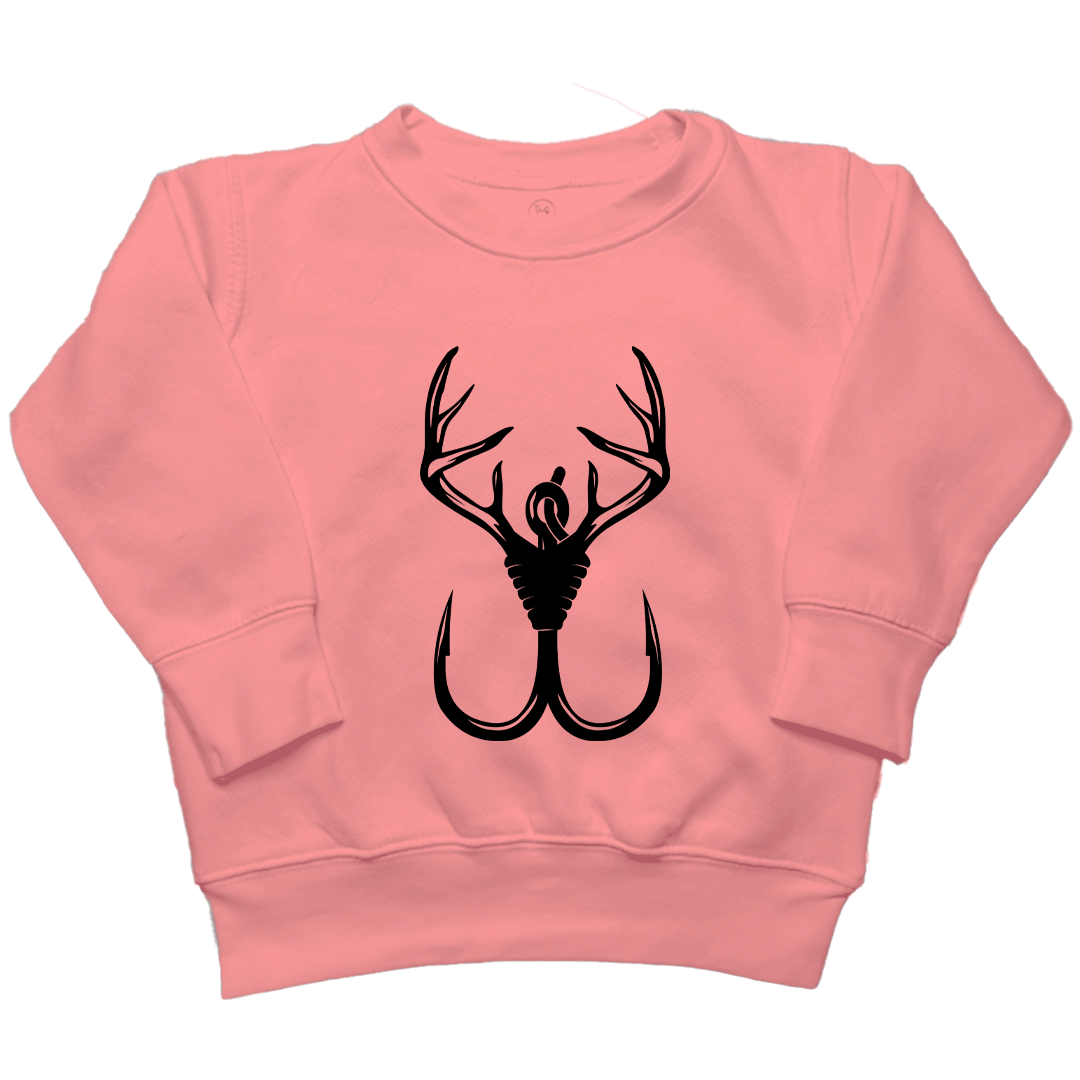 Antler Hook Toddler Crew Neck Sweatshirt - Muddy Boots Clothing - Crew Neck Sweatshirt
