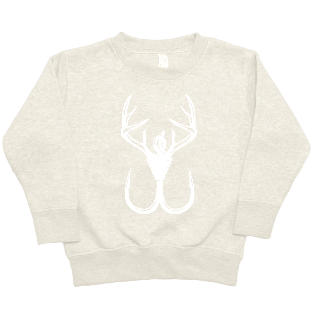 Antler Hook Toddler Crew Neck Sweatshirt - Muddy Boots Clothing - Crew Neck Sweatshirt