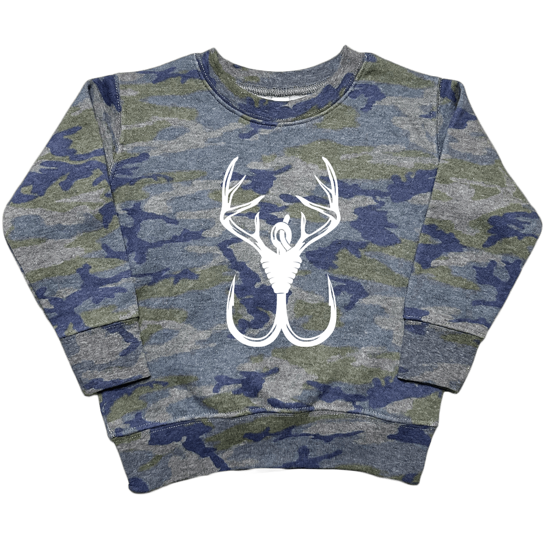 Antler Hook Toddler Crew Neck Sweatshirt - Muddy Boots Clothing - Crew Neck Sweatshirt