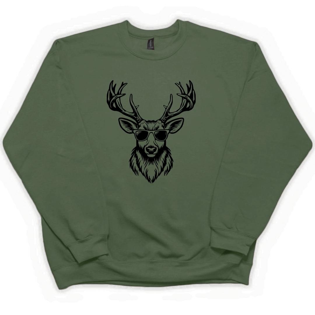 Cool Deer Adult Crew Neck Sweatshirt - Muddy Boots Clothing - Crew Neck Sweatshirt