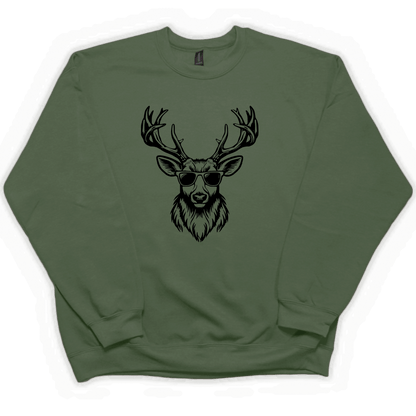 Cool Deer Adult Crew Neck Sweatshirt - Muddy Boots Clothing - Crew Neck Sweatshirt