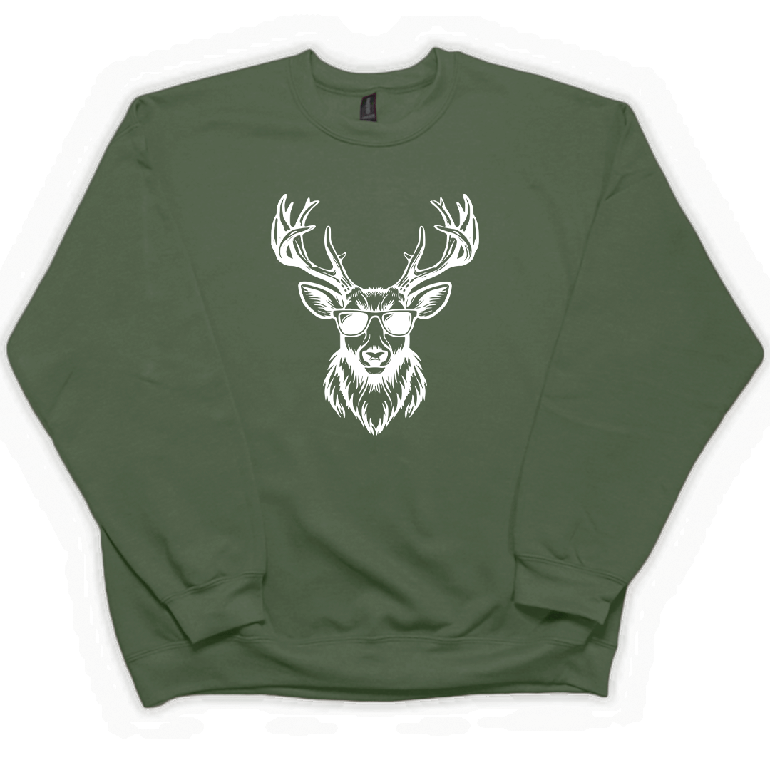 Cool Deer Adult Crew Neck Sweatshirt - Muddy Boots Clothing - Crew Neck Sweatshirt