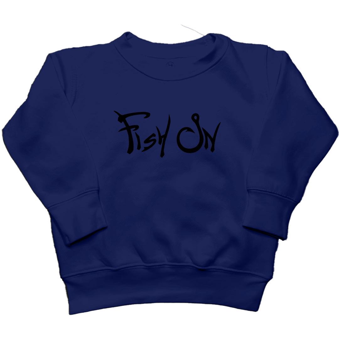 Fish On Toddler Crew Neck Sweatshirt - Muddy Boots Clothing - Crew Neck Sweatshirt
