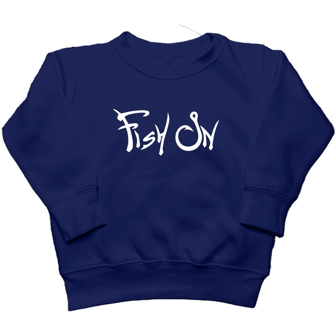 Fish On Toddler Crew Neck Sweatshirt - Muddy Boots Clothing - Crew Neck Sweatshirt