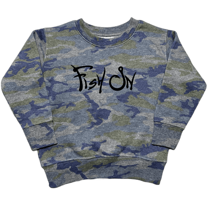 Fish On Toddler Crew Neck Sweatshirt - Muddy Boots Clothing - Crew Neck Sweatshirt