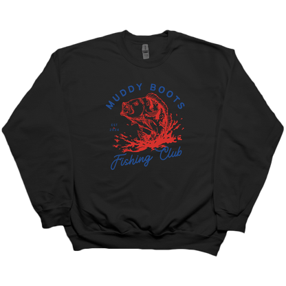 Fishing Club Adult Crew Neck Sweatshirt - Muddy Boots Clothing - Crew Neck Sweatshirt