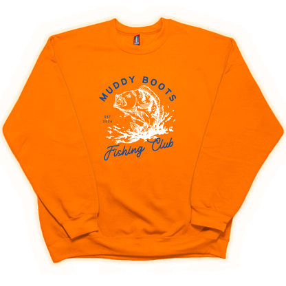 Fishing Club Adult Crew Neck Sweatshirt - Muddy Boots Clothing - Crew Neck Sweatshirt