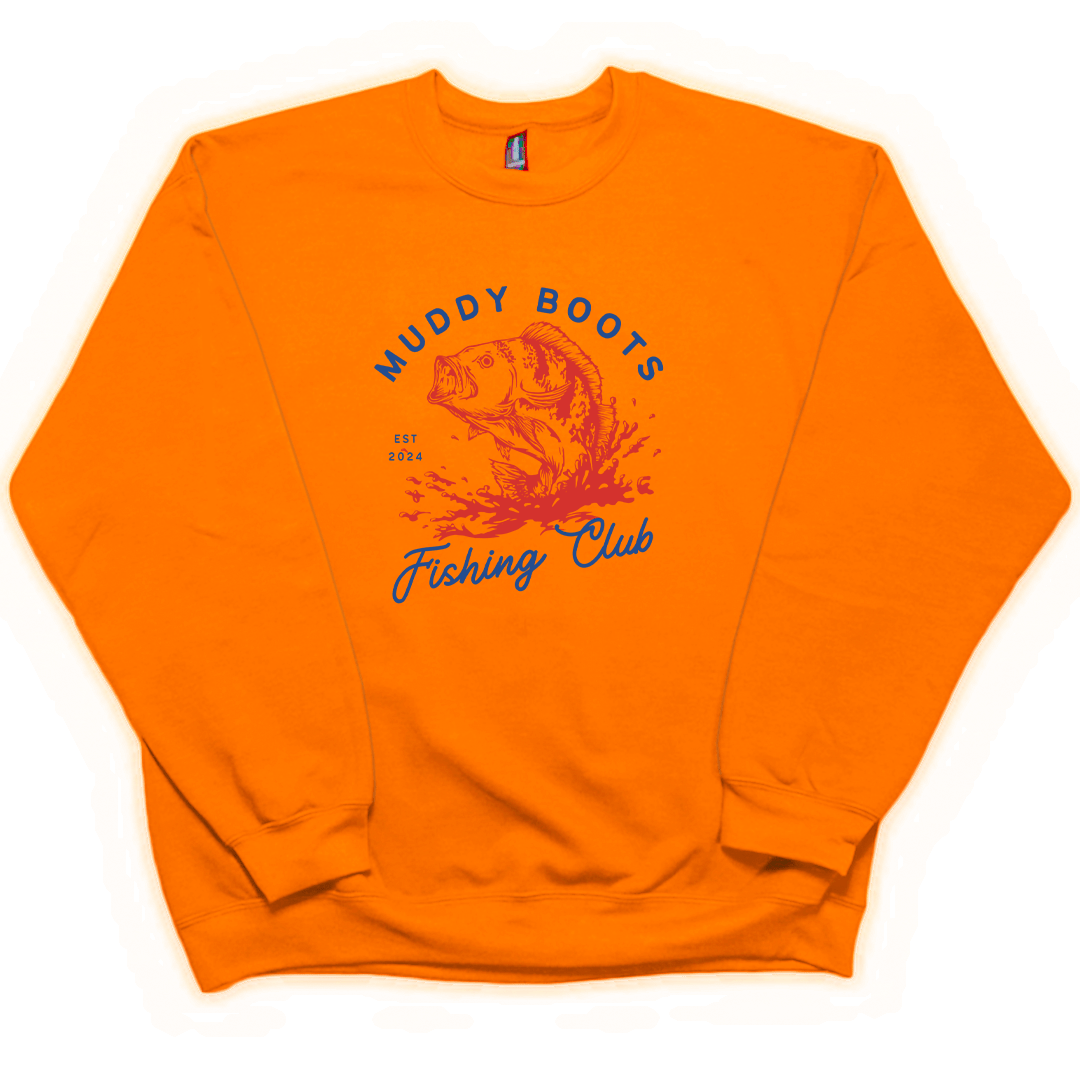 Fishing Club Adult Crew Neck Sweatshirt - Muddy Boots Clothing - Crew Neck Sweatshirt