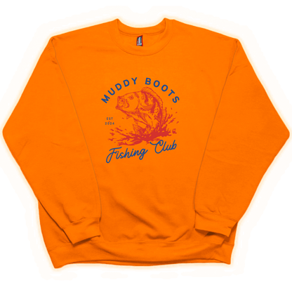 Fishing Club Adult Crew Neck Sweatshirt - Muddy Boots Clothing - Crew Neck Sweatshirt