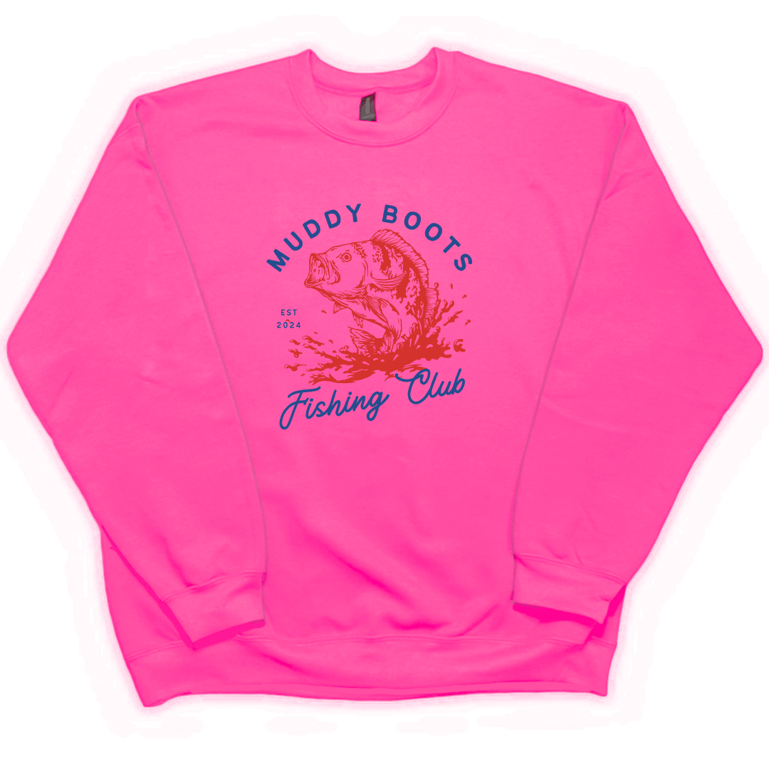 Fishing Club Adult Crew Neck Sweatshirt - Muddy Boots Clothing - Crew Neck Sweatshirt