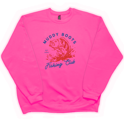 Fishing Club Adult Crew Neck Sweatshirt - Muddy Boots Clothing - Crew Neck Sweatshirt