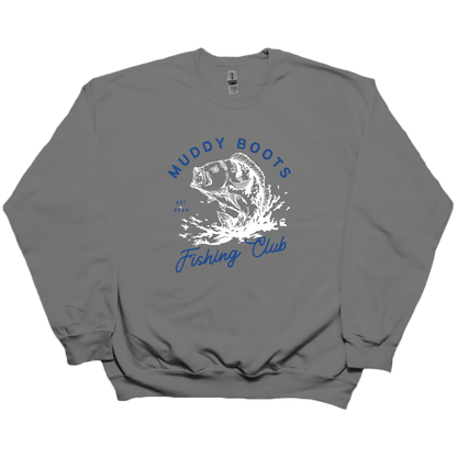 Fishing Club Adult Crew Neck Sweatshirt - Muddy Boots Clothing - Crew Neck Sweatshirt