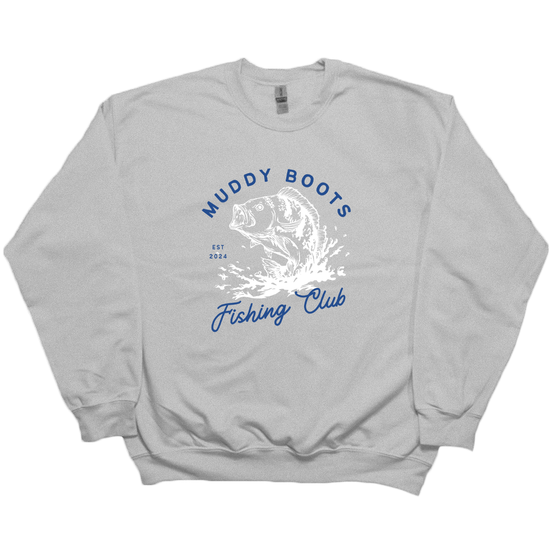 Fishing Club Adult Crew Neck Sweatshirt - Muddy Boots Clothing - Crew Neck Sweatshirt