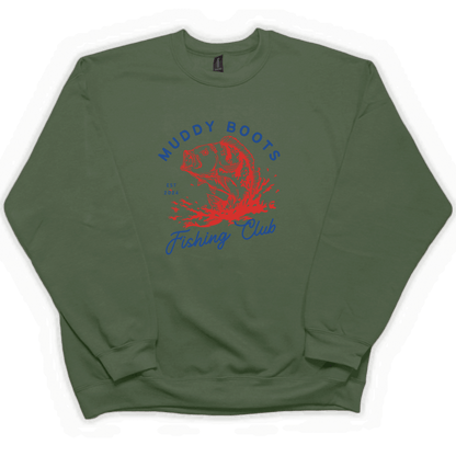 Fishing Club Adult Crew Neck Sweatshirt - Muddy Boots Clothing - Crew Neck Sweatshirt