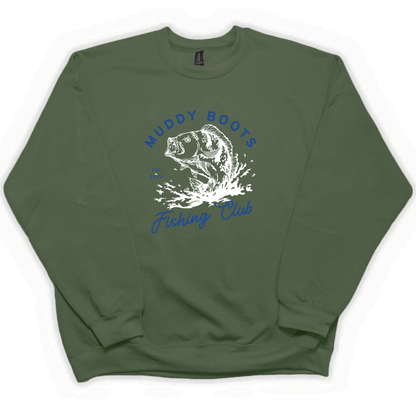 Fishing Club Adult Crew Neck Sweatshirt - Muddy Boots Clothing - Crew Neck Sweatshirt