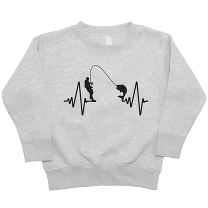 Fishing Heartbeat Kids Crew Neck Sweatshirt - Muddy Boots Clothing - Crew Neck Sweatshirt