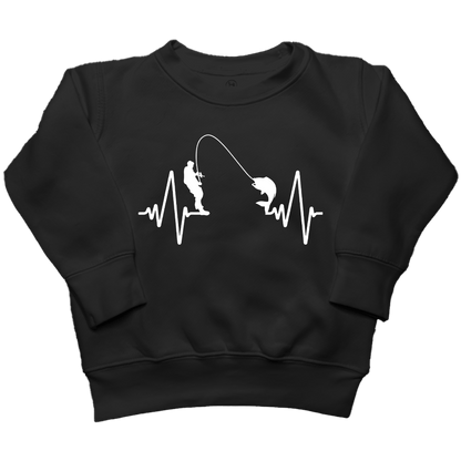 Fishing Heartbeat Kids Crew Neck Sweatshirt - Muddy Boots Clothing - Crew Neck Sweatshirt