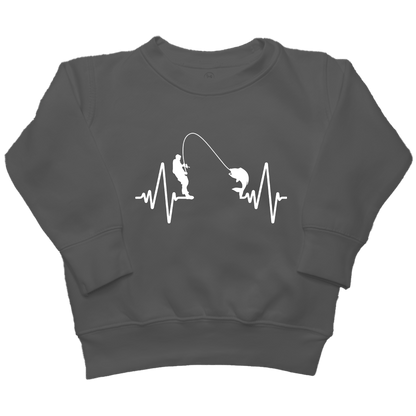 Fishing Heartbeat Kids Crew Neck Sweatshirt - Muddy Boots Clothing - Crew Neck Sweatshirt