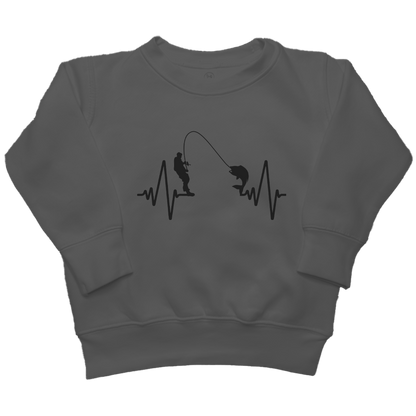 Fishing Heartbeat Kids Crew Neck Sweatshirt - Muddy Boots Clothing - Crew Neck Sweatshirt