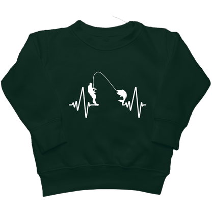 Fishing Heartbeat Kids Crew Neck Sweatshirt - Muddy Boots Clothing - Crew Neck Sweatshirt