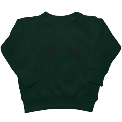Fishing Heartbeat Kids Crew Neck Sweatshirt - Muddy Boots Clothing - Crew Neck Sweatshirt