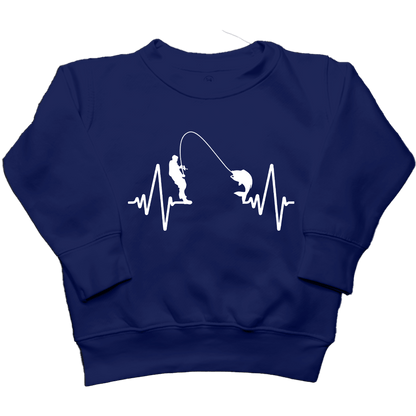 Fishing Heartbeat Kids Crew Neck Sweatshirt - Muddy Boots Clothing - Crew Neck Sweatshirt