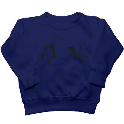 Fishing Heartbeat Kids Crew Neck Sweatshirt - Muddy Boots Clothing - Crew Neck Sweatshirt