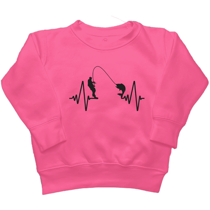 Fishing Heartbeat Kids Crew Neck Sweatshirt - Muddy Boots Clothing - Crew Neck Sweatshirt