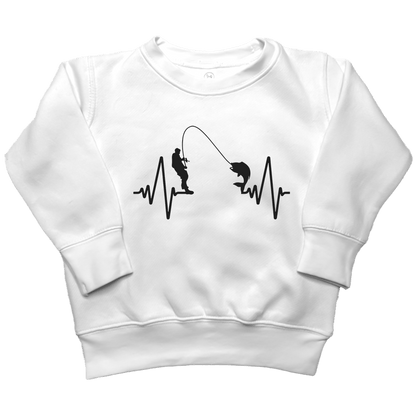 Fishing Heartbeat Kids Crew Neck Sweatshirt - Muddy Boots Clothing - Crew Neck Sweatshirt