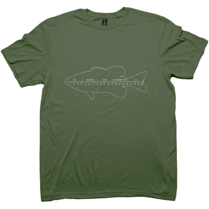 Fishing Ruler Adult Tee - Muddy Boots Clothing - T-Shirt