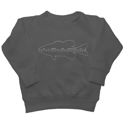 Fishing Ruler Kids Crew Neck Sweatshirt - Muddy Boots Clothing - Crew Neck Sweatshirt
