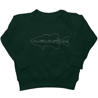 Fishing Ruler Kids Crew Neck Sweatshirt - Muddy Boots Clothing - Crew Neck Sweatshirt