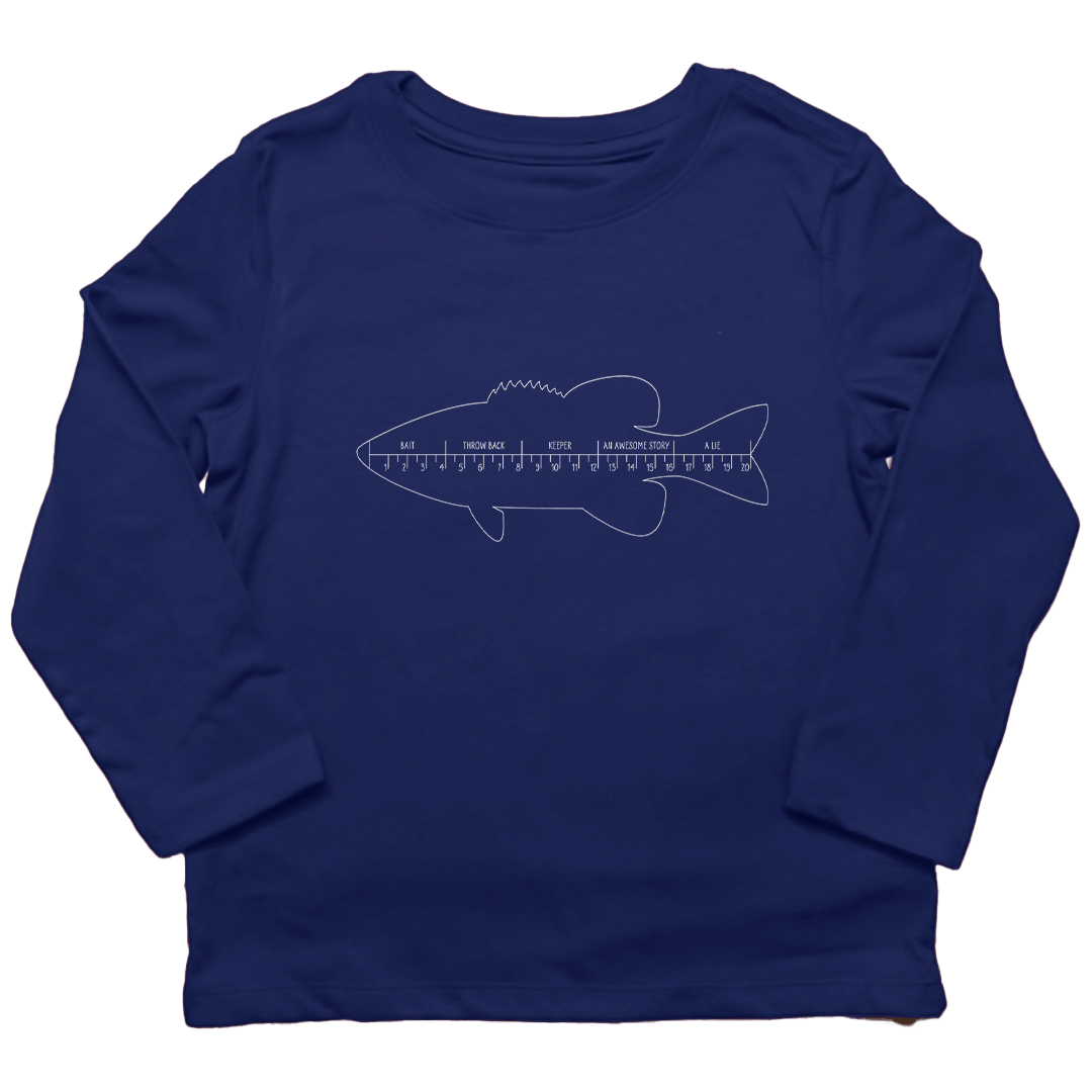 Fishing Ruler Kids Long Sleeve Tee - Muddy Boots Clothing - Long Sleeve Tee