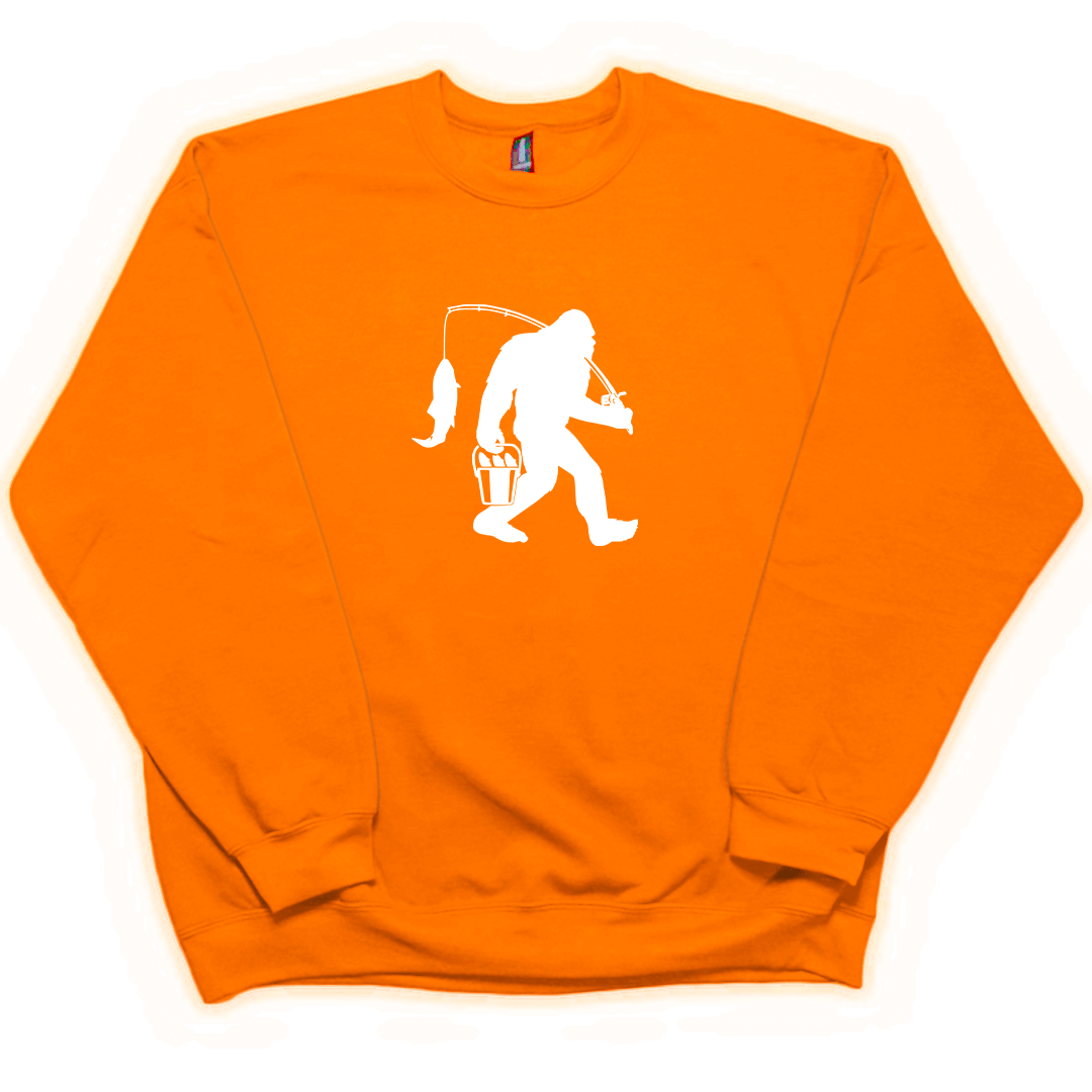 Fishing Sasquatch Adult Crew Neck Sweatshirt - Muddy Boots Clothing - Crew Neck Sweatshirt