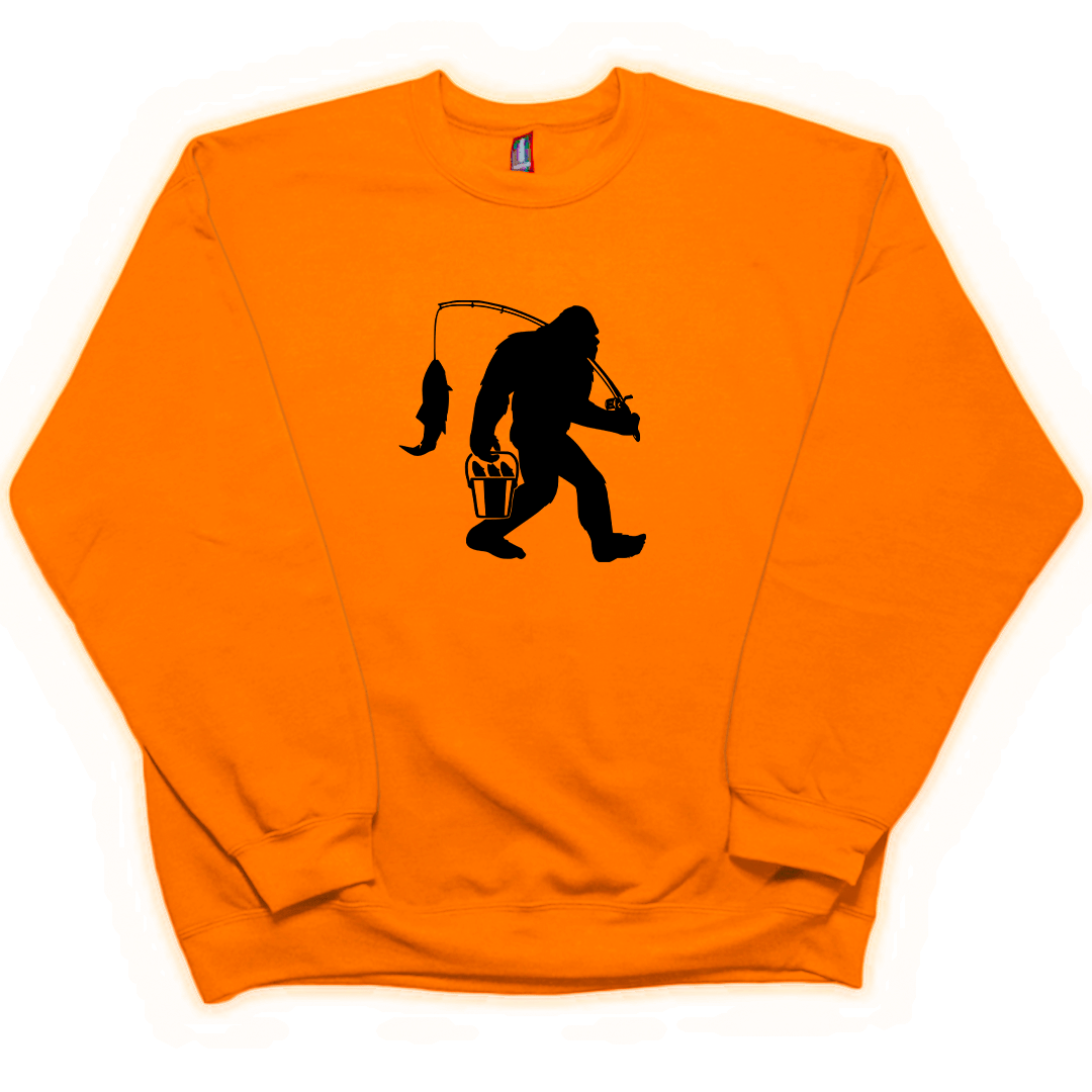 Fishing Sasquatch Adult Crew Neck Sweatshirt - Muddy Boots Clothing - Crew Neck Sweatshirt