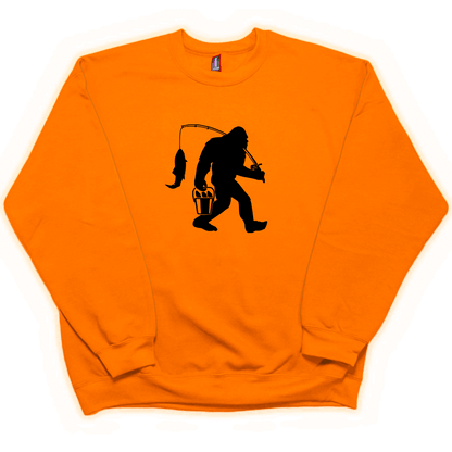 Fishing Sasquatch Adult Crew Neck Sweatshirt - Muddy Boots Clothing - Crew Neck Sweatshirt