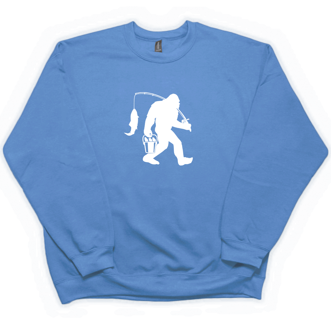 Fishing Sasquatch Adult Crew Neck Sweatshirt - Muddy Boots Clothing - Crew Neck Sweatshirt