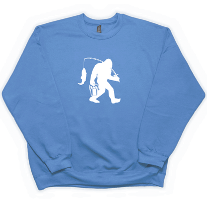 Fishing Sasquatch Adult Crew Neck Sweatshirt - Muddy Boots Clothing - Crew Neck Sweatshirt
