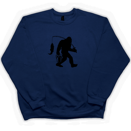 Fishing Sasquatch Adult Crew Neck Sweatshirt - Muddy Boots Clothing - Crew Neck Sweatshirt