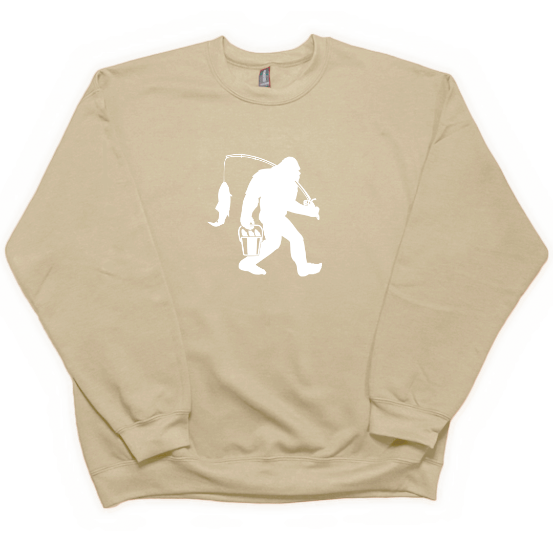 Fishing Sasquatch Adult Crew Neck Sweatshirt - Muddy Boots Clothing - Crew Neck Sweatshirt