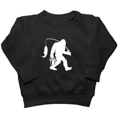 Fishing Sasquatch Kids Crew Neck Sweatshirt - Muddy Boots Clothing - Crew Neck Sweatshirt